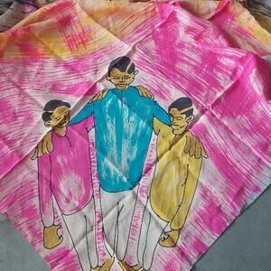 VTG Abstract rolled silk scarf BIG strap wrap